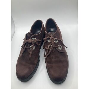 Arche Dark Brown Nubuck Leather Platform Metal Detail Shoes Made in France Sz 8